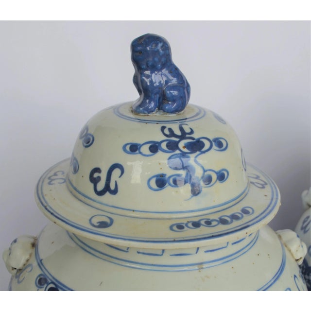 Large Chinoiserie Blue and White Dancing Dragon Ginger Jars, a Pair For Sale In Houston - Image 6 of 9
