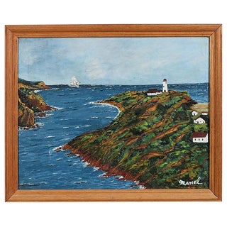 American Folk Art Cape Cod Painting of Lighthouse For Sale