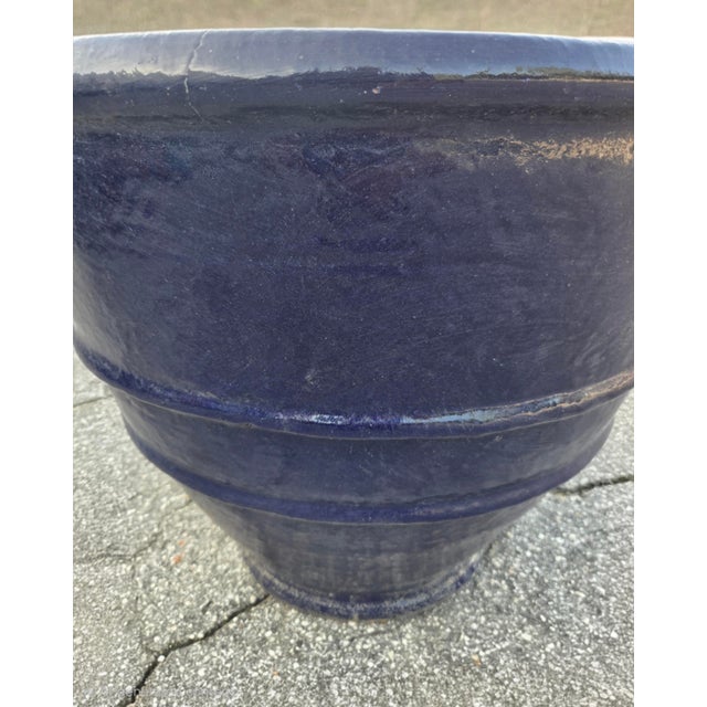 Large Moroccan Cobalt Blue Pottery Planter For Sale - Image 4 of 5