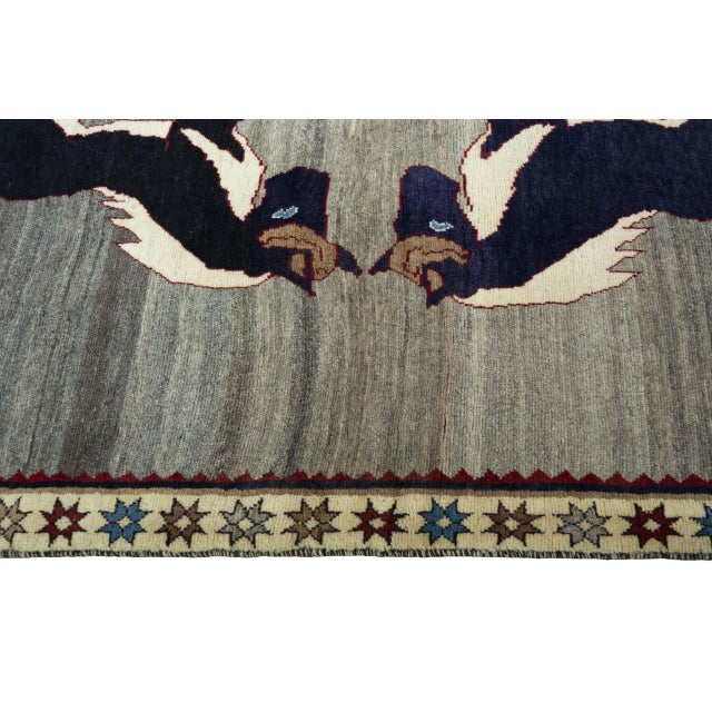 Textile Gabbeh Nomad Horse Design Rug For Sale - Image 7 of 11