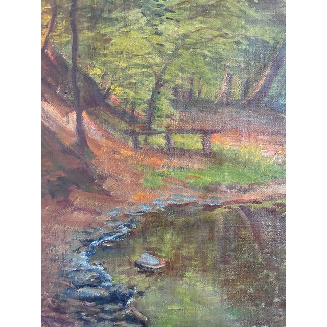 Vintage Original Oil Painting Forest Landscape For Sale - Image 6 of 14
