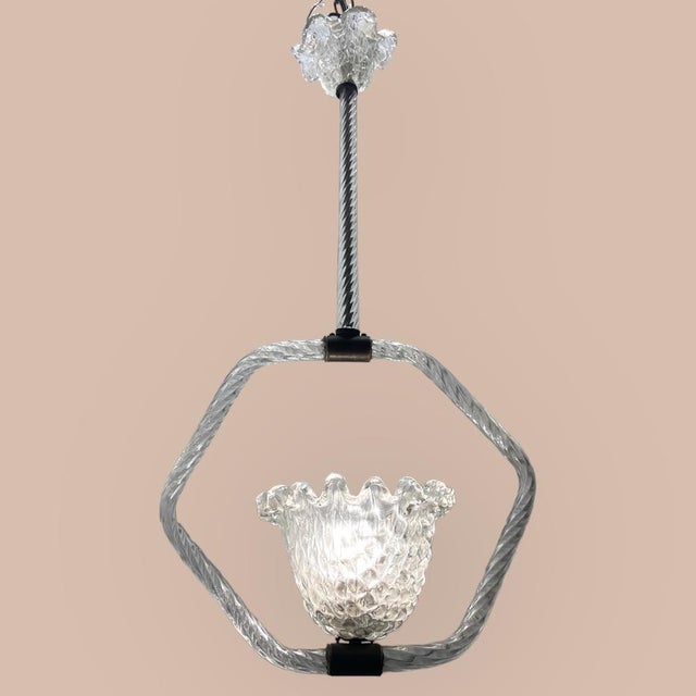 1940s Murano Glass Barovier Light Pendant, 1940s For Sale - Image 5 of 11