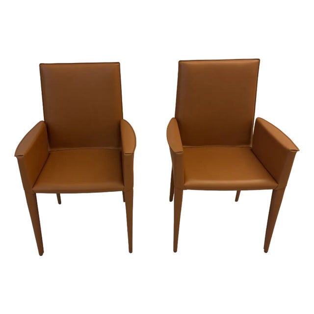 Design Within Reach Bottega Leather Armchairs by Frag -Saddle Color - Set of 2 For Sale