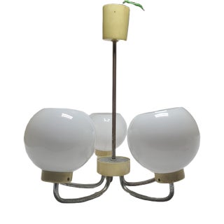 Vintage Pendant Light in Brass and Glass, Poland, 1970s For Sale