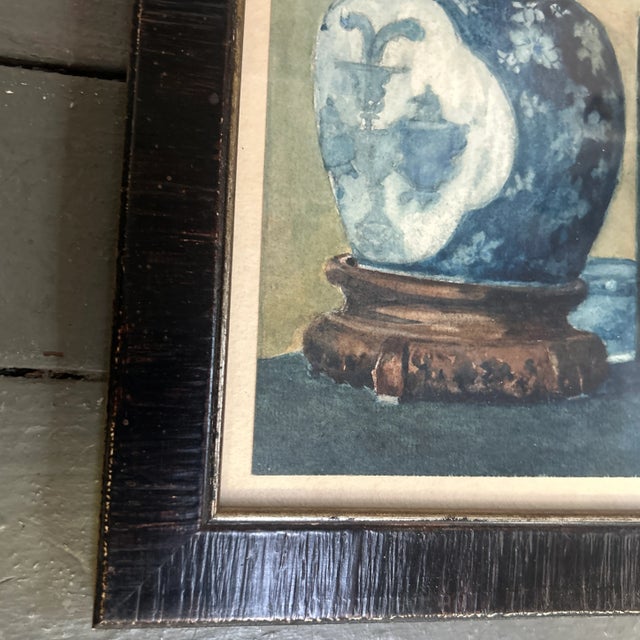 Folk Art 1930’s/1940’s Original Still Life of Vase Watercolor Painting For Sale - Image 3 of 4