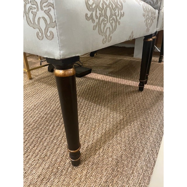 Textile Pair of Modern Damask Dessin Fournir Arm Chairs For Sale - Image 7 of 10