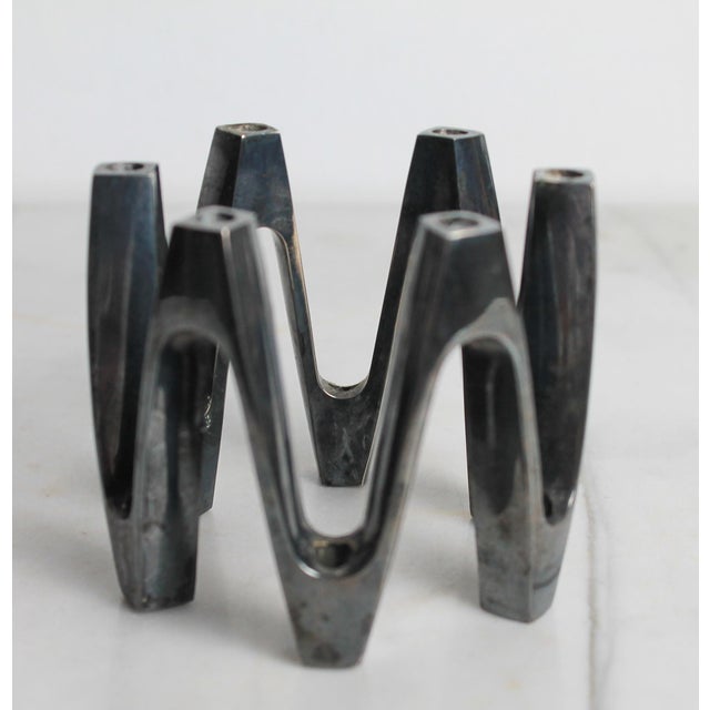 Jens Quistgaard Dansk Danish Modern Sterling Silver Plate Candelabra Made in France For Sale - Image 4 of 9