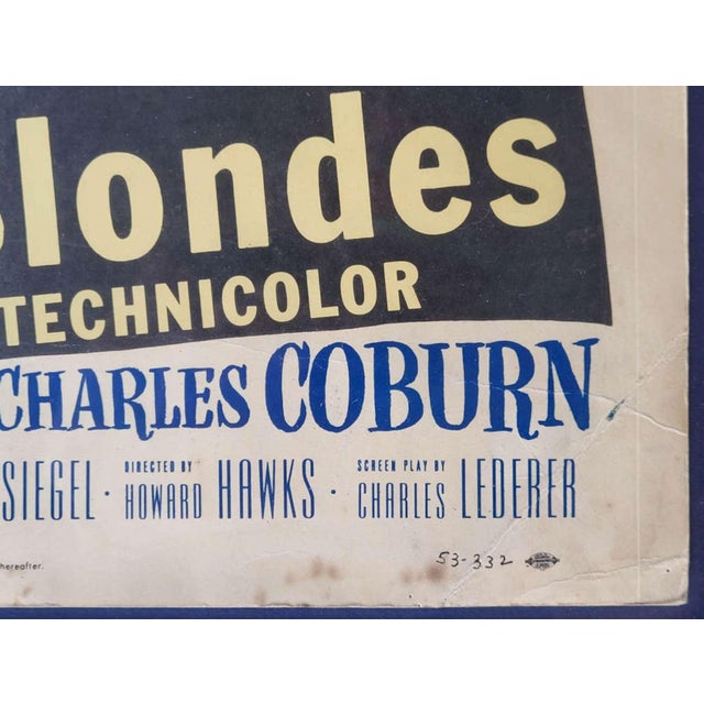 Beige Marilyn Monroe Gentlemen Prefer Blondes Movie Theater Window Card For Sale - Image 8 of 10