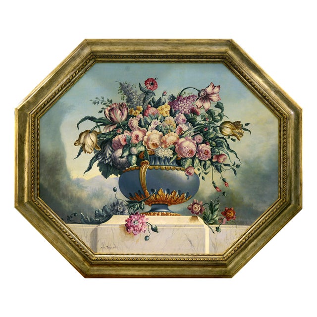 Carlo De Tommasi, Flowers, 2018, Oil on Canvas, Framed For Sale