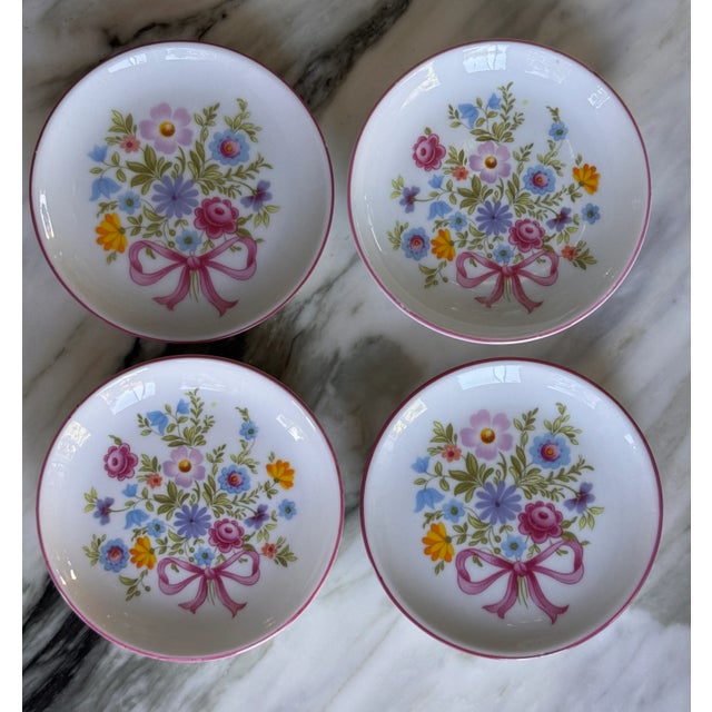 LastCHANCE!Vintage Reutter Porzellan Germany Flowers & Ribbon Motif Butter Pat Plates - Set of 4 For Sale - Image 12 of 12