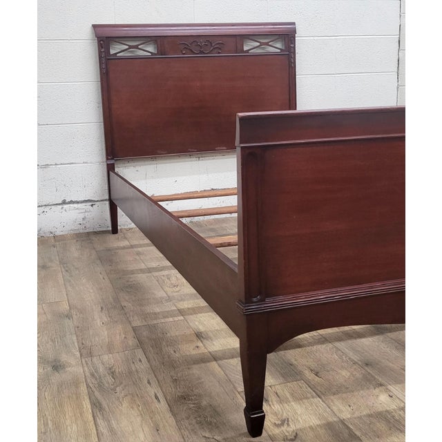 Late 20th Century Vintage Twin Size Cherry Sleigh Bed For Sale - Image 5 of 8