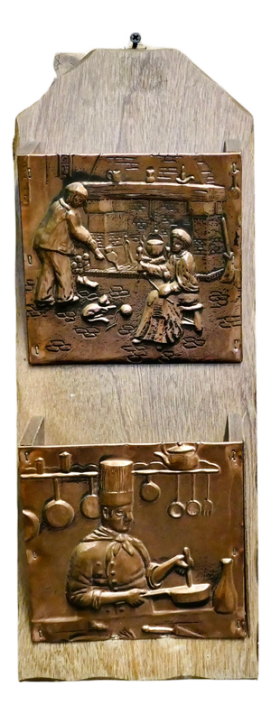 French Arts and Crafts Copper Wall Hanging Letter Rack, 1920