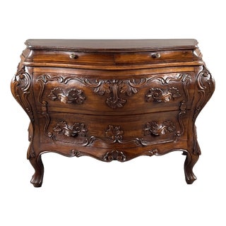19th Century Louis XV Bombé Commode in Carved Wood For Sale