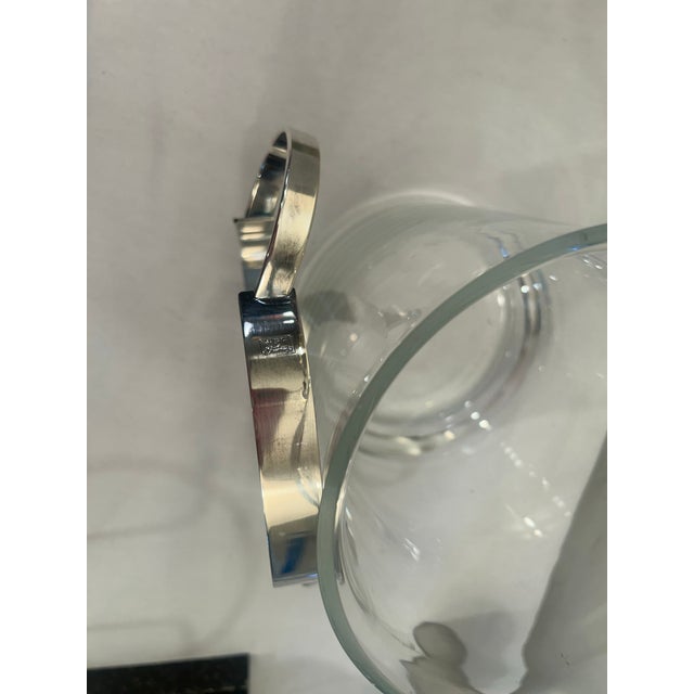 Gorham Silver Co. 1950s Crystal Ice Bucket by Gorham Maestri Silver Plate Over Brass Handles & Interior Bottle Holder For Sale - Image 4 of 8