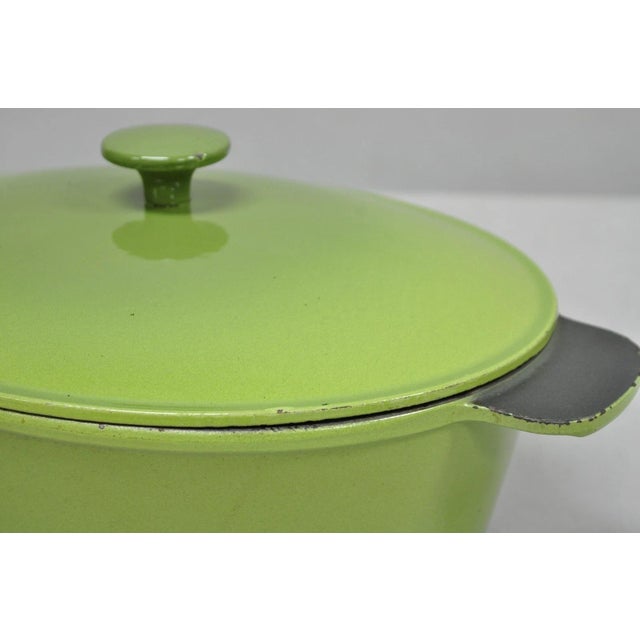 Vintage Cast Iron Dutch Oven Made in France 20538 Green Casserole Pot W/ Lid For Sale In Philadelphia - Image 6 of 15