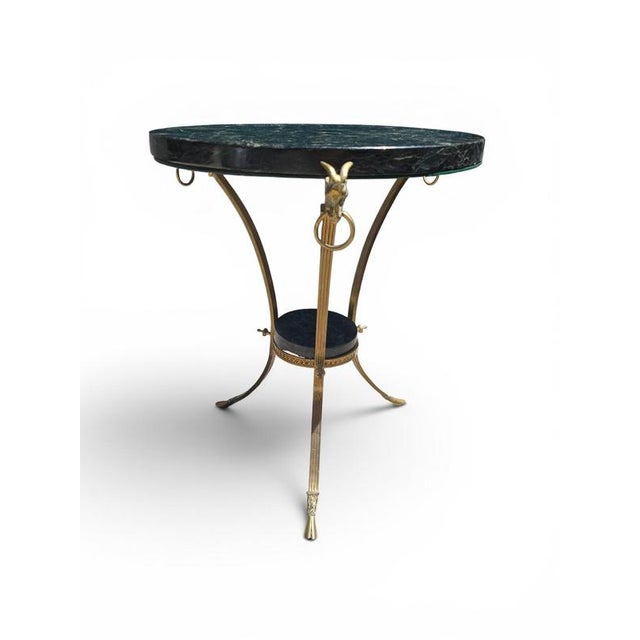 French Empire Style Side Table with Gilt Bronze Base and Green Marble Top, 1970s For Sale - Image 10 of 12