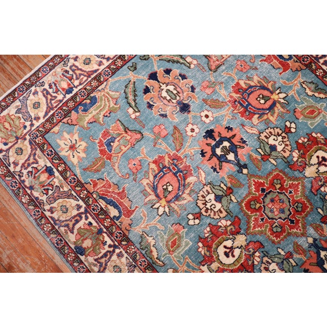 Pair of Teal Persian Tabriz Rugs rug no. j3704 For Sale - Image 11 of 18