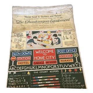 1929 Chautauqua Master Scroll B Builders and Makers 13.5 Foot Industrial Arts Educational Scroll For Sale