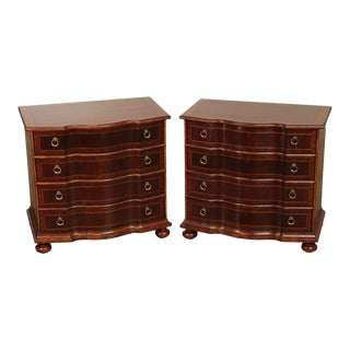 Early 21st Century Alfonso Marina Baroque Style Inlaid Four Drawer Chests - A Pair For Sale