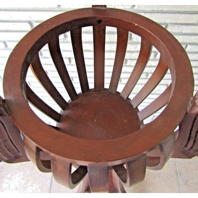 1920s Pair of Antique Empire Style Carved Mahogany Swan Heads Basket Jardinieres Plant Stands For Sale - Image 10 of 11