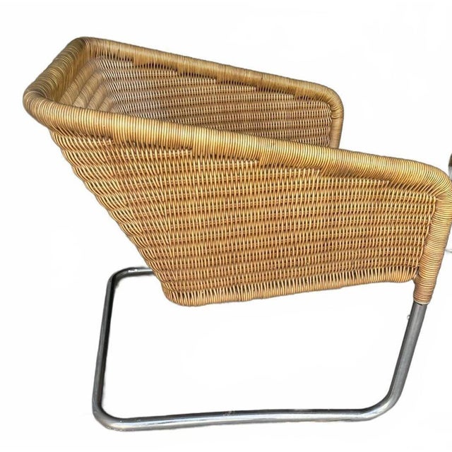 Vintage Unbranded Unmarked Harvey Probber Style Cantilever Chairs, Lot of 2 Chrome Tubes and Cane Part of a North Florida...