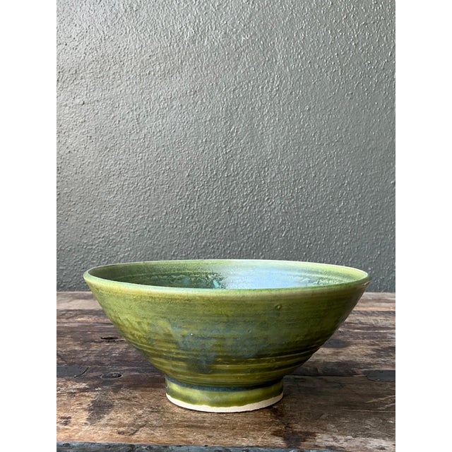 Vintage Studio Pottery Green Bowl For Sale - Image 13 of 15