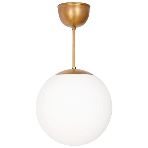 Not Yet Made - Made To Order Swedish Glob Ceiling Lamp in Brass & Matte Opal Glass For Sale - Image 5 of 5