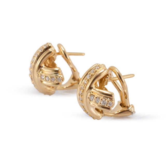 Modern Vintage Tiffany & Co. X 18k Yellow Gold 0.53ctw Diamond Clip on Earrings, Pair For Sale - Image 3 of 8
