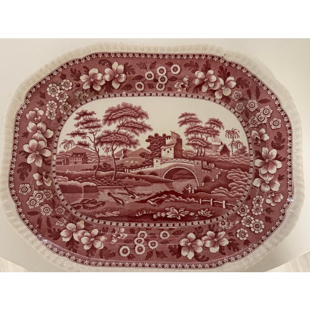 Antique Copeland Spode Red Transferware Oval Platter 14.5″, English Ironstone C. 1890 For Sale In Los Angeles - Image 6 of 9