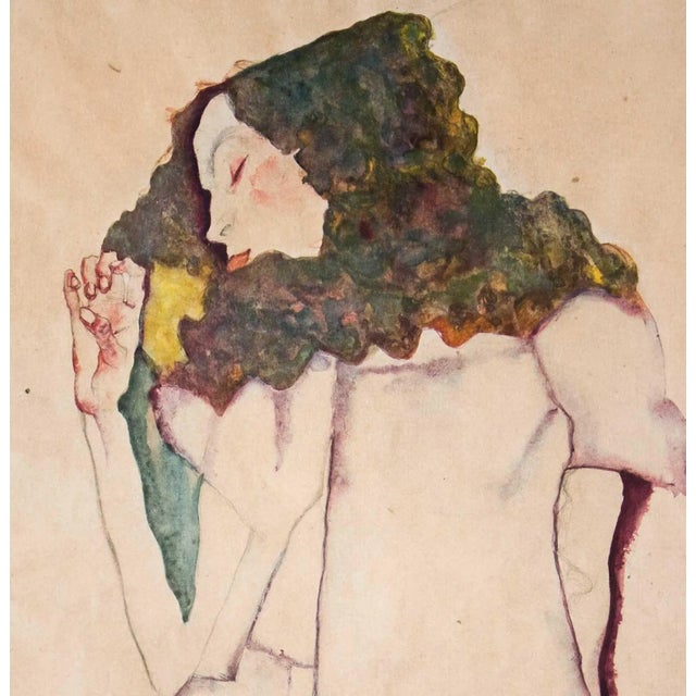 Figurative Egon Schiele Lithograph "Sleeping Girl" Limited Edition Sign W/Frame *Rare Find For Sale - Image 3 of 4