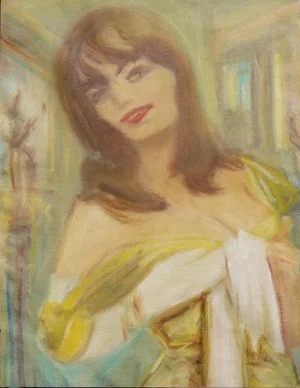 Unknown Pulp Art -- Woman in Yellow Dress With Gloves 1960s