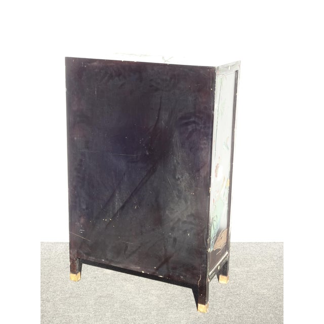 Vintage Oriental Asian Black Lacquer Cabinet Chinoiserie Side Table Signed Asis For Sale - Image 17 of 17