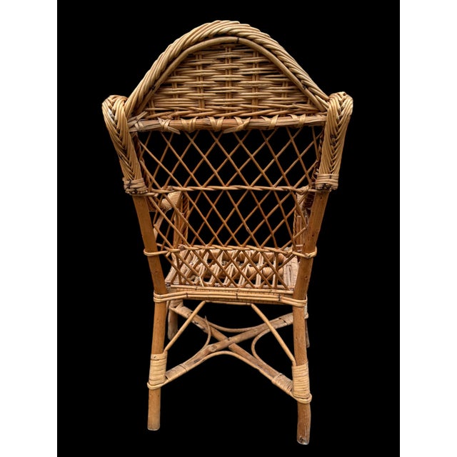 Brown Children's Rattan Armchair, 1950s For Sale - Image 8 of 13