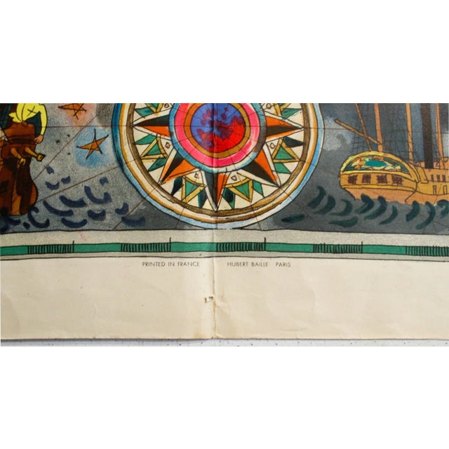 1954 Vintage French Map, Tai Transports Aériens Intercontinentaux - Luc-Marie Bayle For Sale - Image 4 of 6