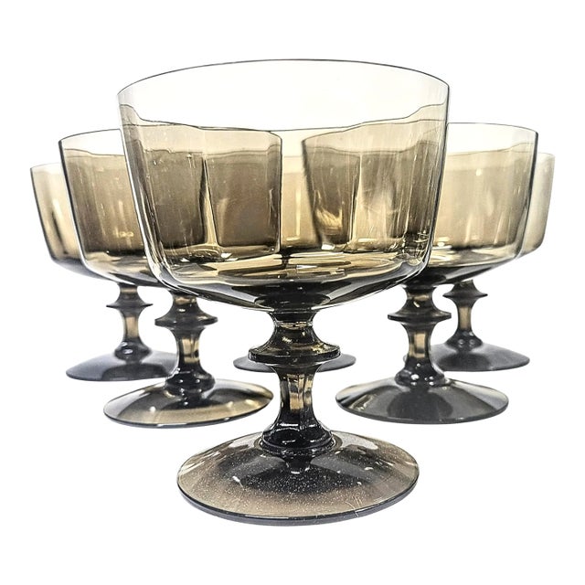 Vintage Boho Chic Nutmeg Champagne Coupes - Set of Six For Sale