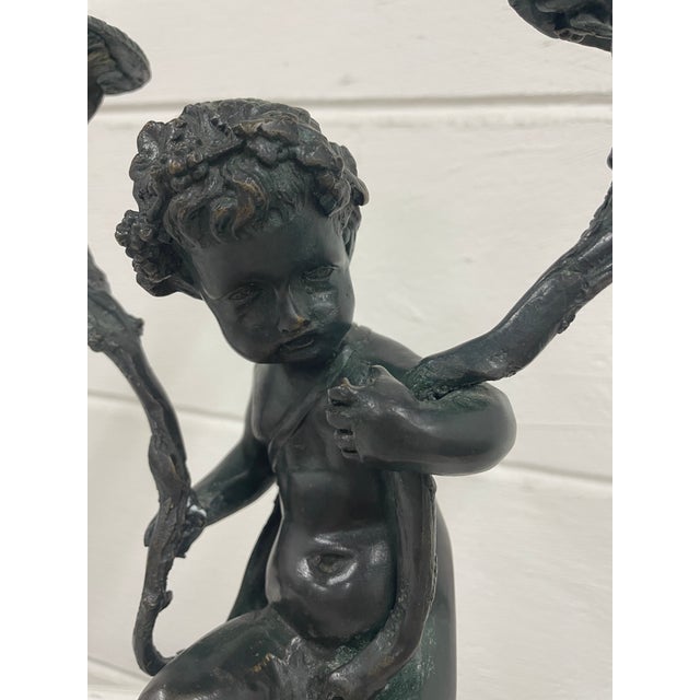 19th Century Italian Bronze and Iron Cherub Candelabra Sculpture For Sale - Image 4 of 10