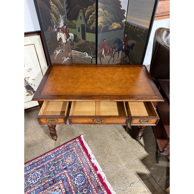 Late 20th Century English Barley Twist Leather Top Desk For Sale - Image 12 of 12