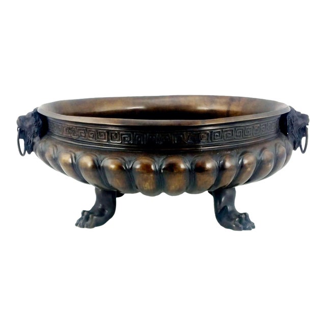 Greco Roman Bronze Lions Foot Planter For Sale