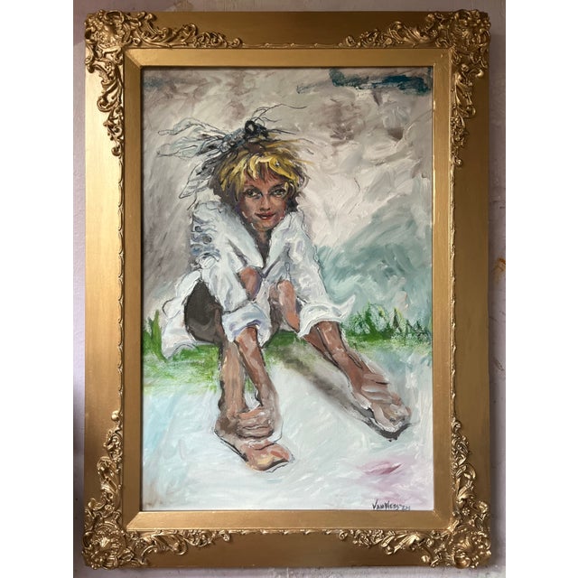 Wood UnAware, Oil Painting, Framed, Portraits, by Van Ness For Sale - Image 7 of 10