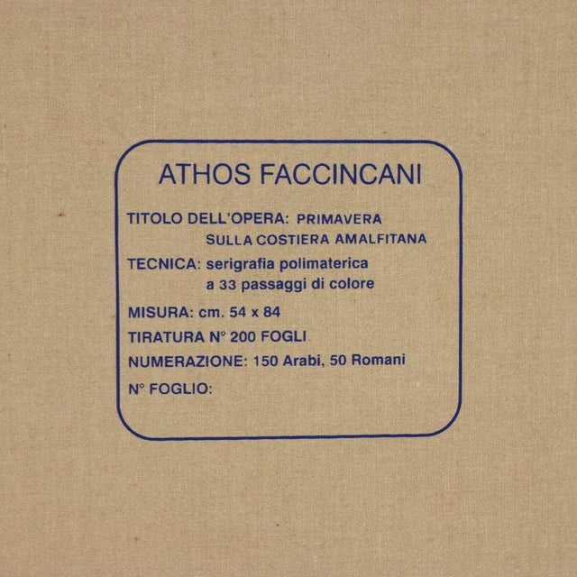 Athos Faccincani, Spring on the Amalfi Coast, Silkscreen on Canvas, Framed For Sale - Image 11 of 12