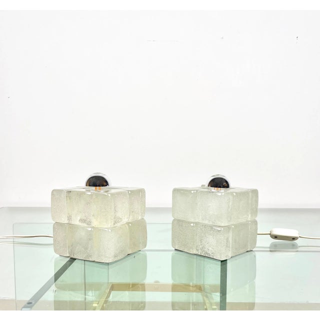 1970s Murano Glass Cube Lamps by Albano Poli for Poliarte, Italy, 1970s, Set of 2 For Sale - Image 5 of 17