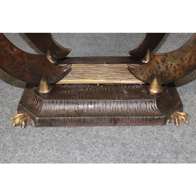 Metal Rare Pair of Cast Iron Upholstered Wrought Iron Sword & Scabbard Stools Benches For Sale - Image 7 of 10