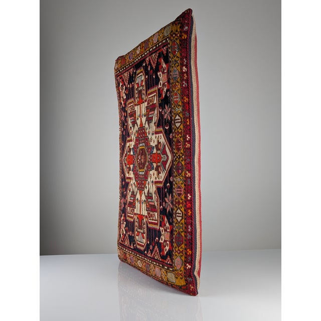 Large Mid-Century Caucasian Wool Kilim Soumak Floor Cushion, 1950s For Sale - Image 3 of 18