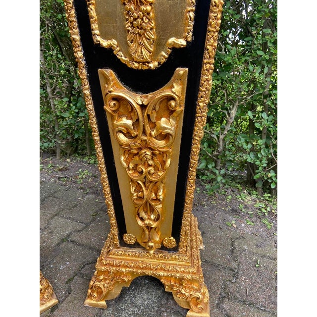 1980s 1980 French Louis XVI Black Gold Marble Pedestals - Pair For Sale - Image 5 of 16