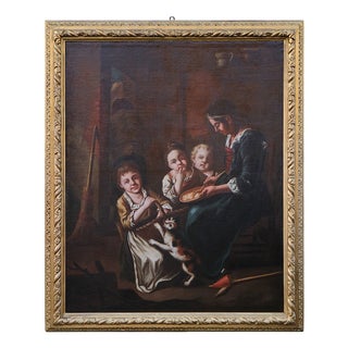 Giacomo Francesco Cipper Known as Il Todeschini, Family Scene, 1600s-1700s, Oil on Canvas, Framed For Sale