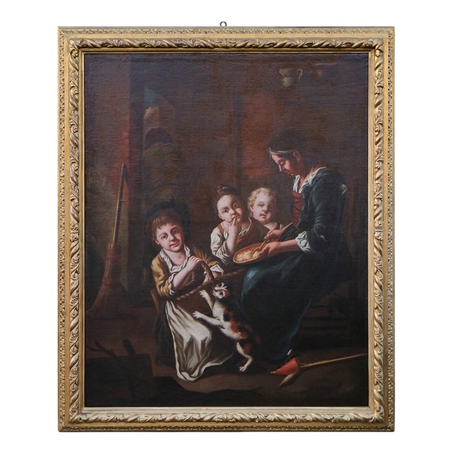 Giacomo Francesco Cipper Known as Il Todeschini, Family Scene, 1600s-1700s, Oil on Canvas, Framed For Sale