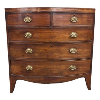 Antique Federal Hepplewhite Style Bowfront Mahogany Chest Dresser For Sale