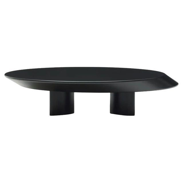 Accordo Low Table in Mat Black Lacquered Wood by Charlotte Perriand for Cassina For Sale