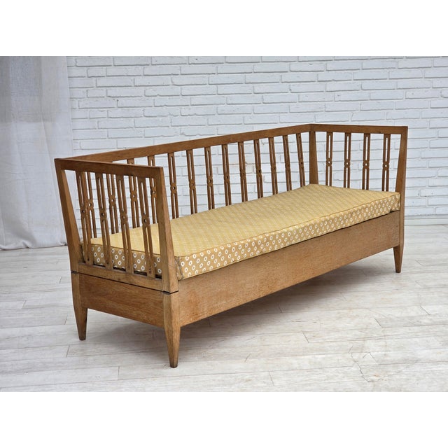 Wood Swedish Drop Arm Sofa in Fabric and Oak, 1970s For Sale - Image 7 of 18