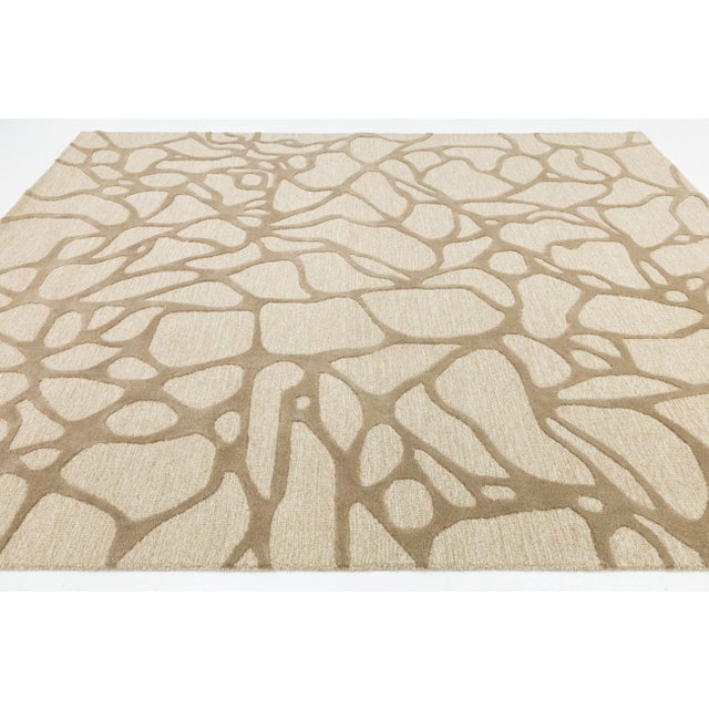 Textile 8x10 Organic Hand-Tufted Wool Area Rug - Sand & Cream Modern Abstract For Sale - Image 7 of 10